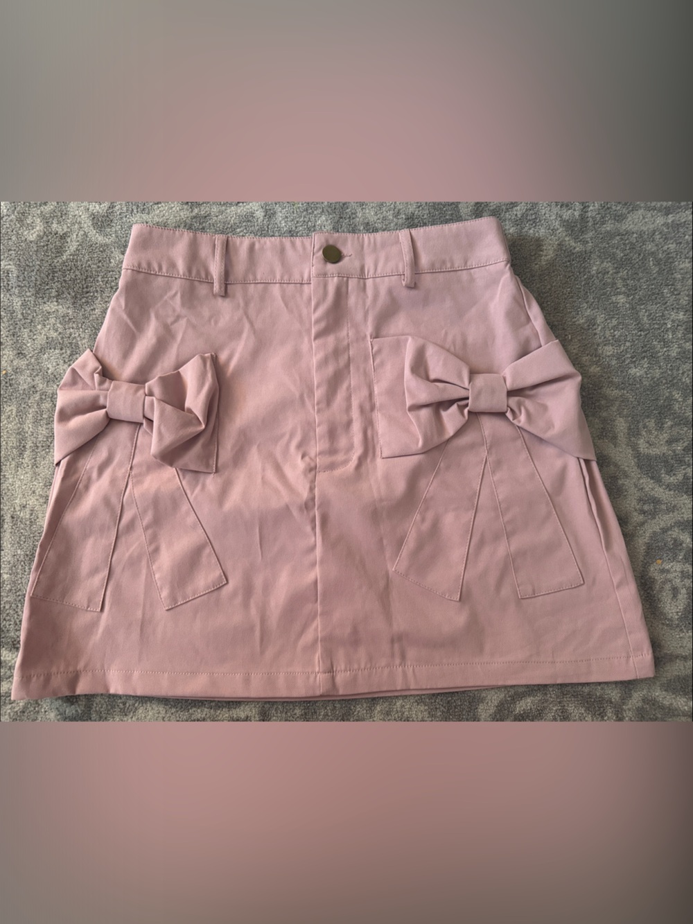 Pink Bow-Accent Mini Skirt